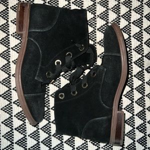 Tommy Hilfiger Judsen Black Suede Lace Up Booties